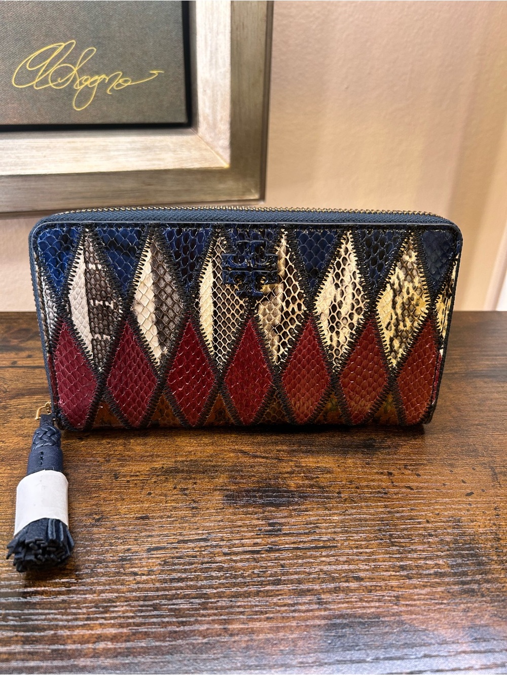 Tory Burch Taylor Snake Embossed Zip-Around Wallet-NWOT